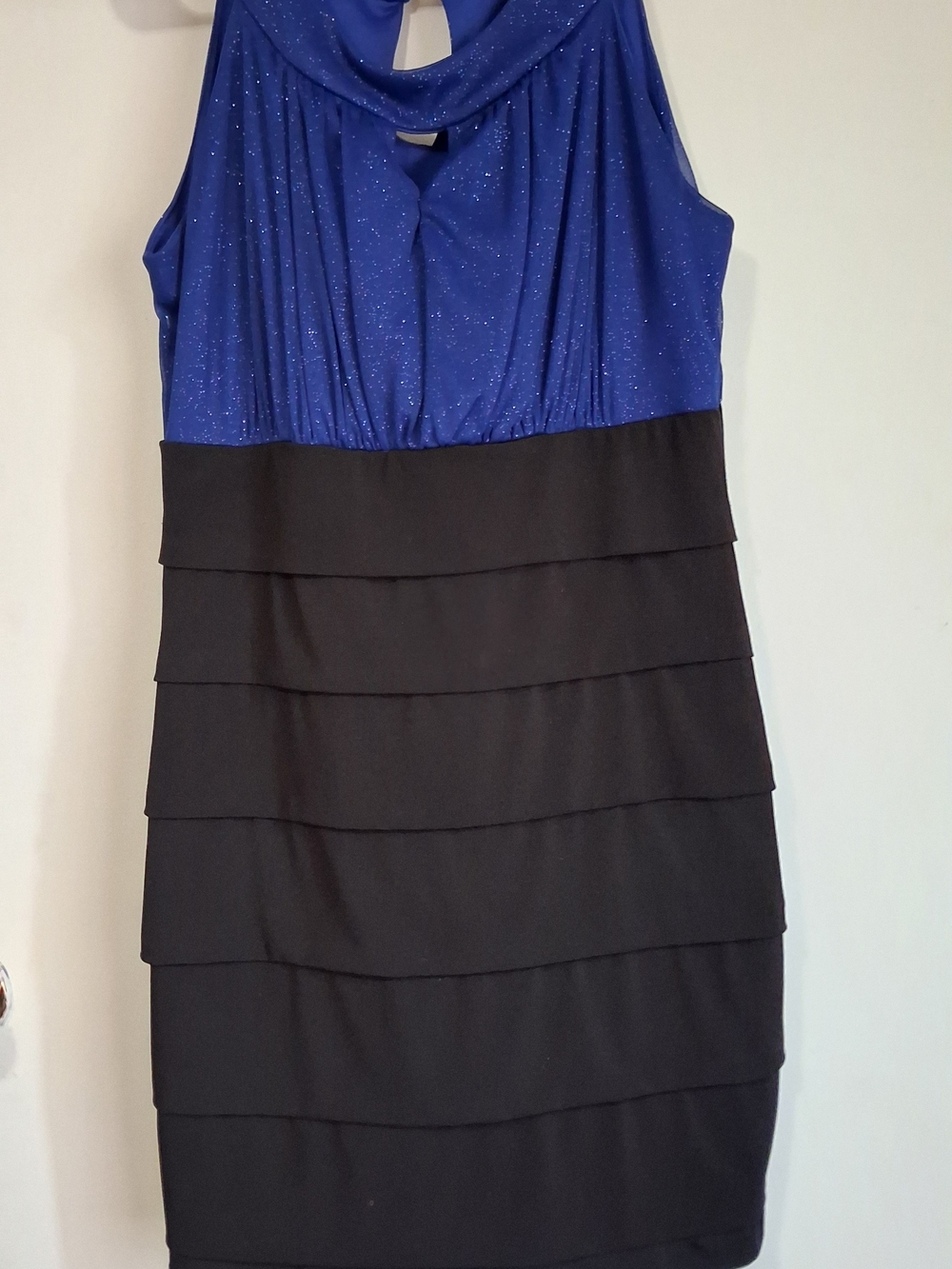 Enfocus Studio Royal Blue & Black Sparkle Tiered Mini Dress